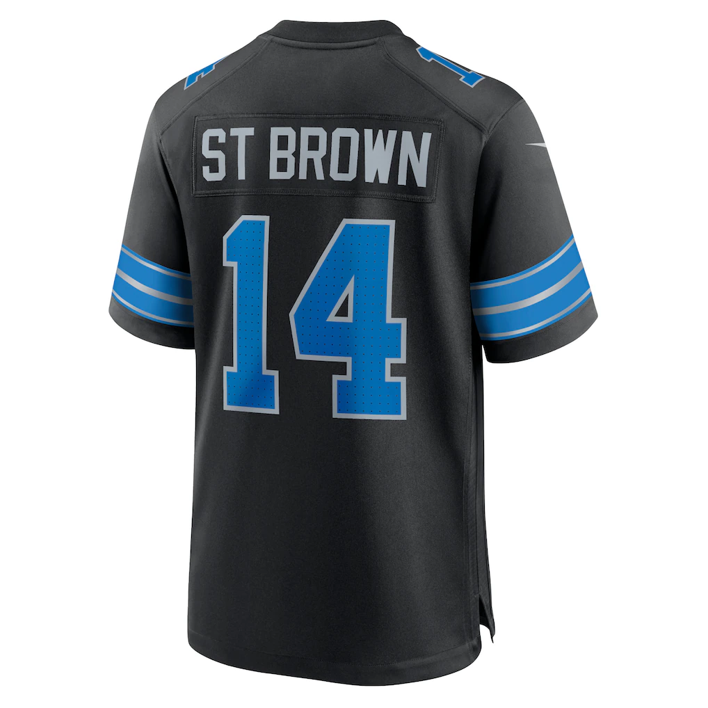 Men's Detroit Lions Amon-Ra St. Brown Nike Black 2nd Alternate Game Jersey 3 Men's Detroit Lions Amon-Ra St. Brown Nike Black 2nd Alternate Game Jersey
