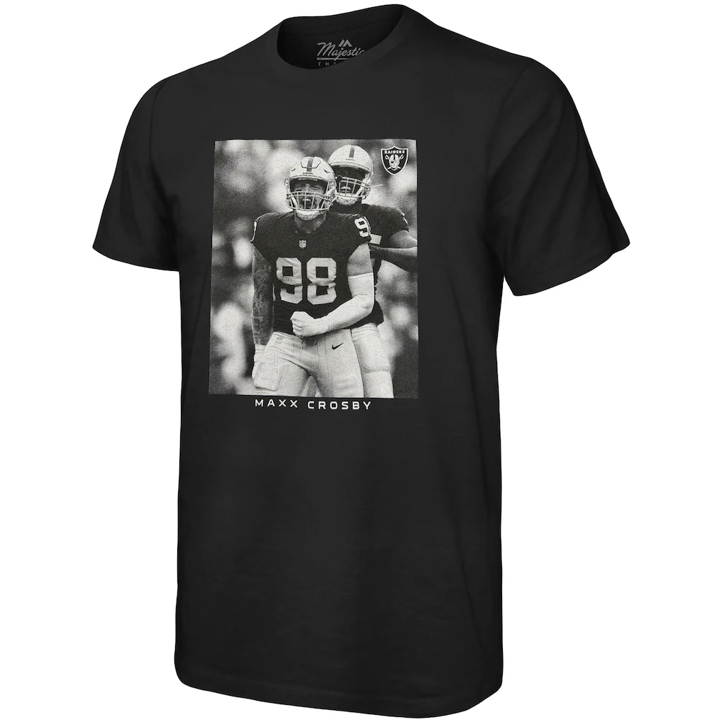 Men's Las Vegas Raiders Maxx Crosby Majestic Threads Black Oversized Player Image T-Shirt