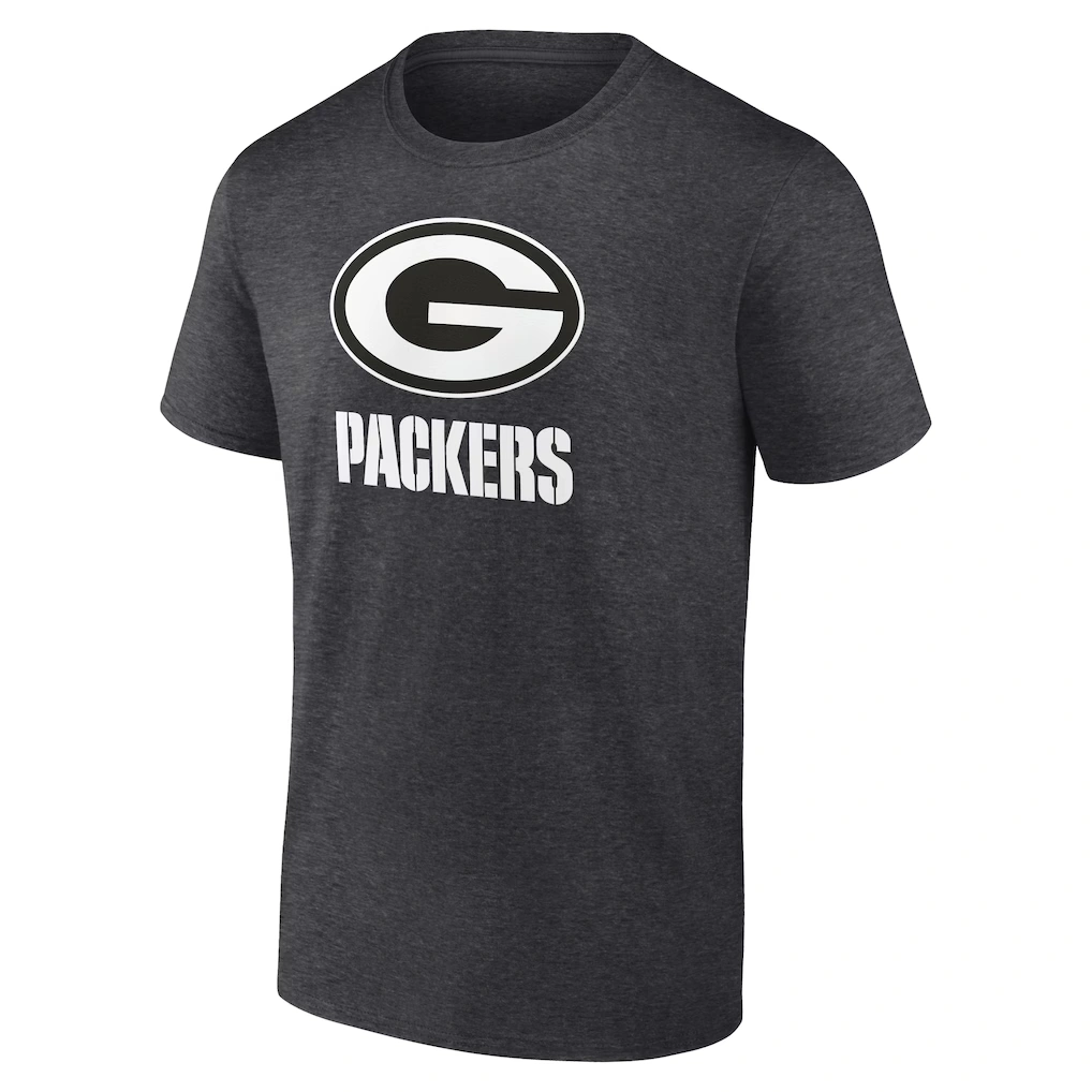 Men's Green Bay Packers Charcoal Personalized Name & Number Monochrome T-Shirt