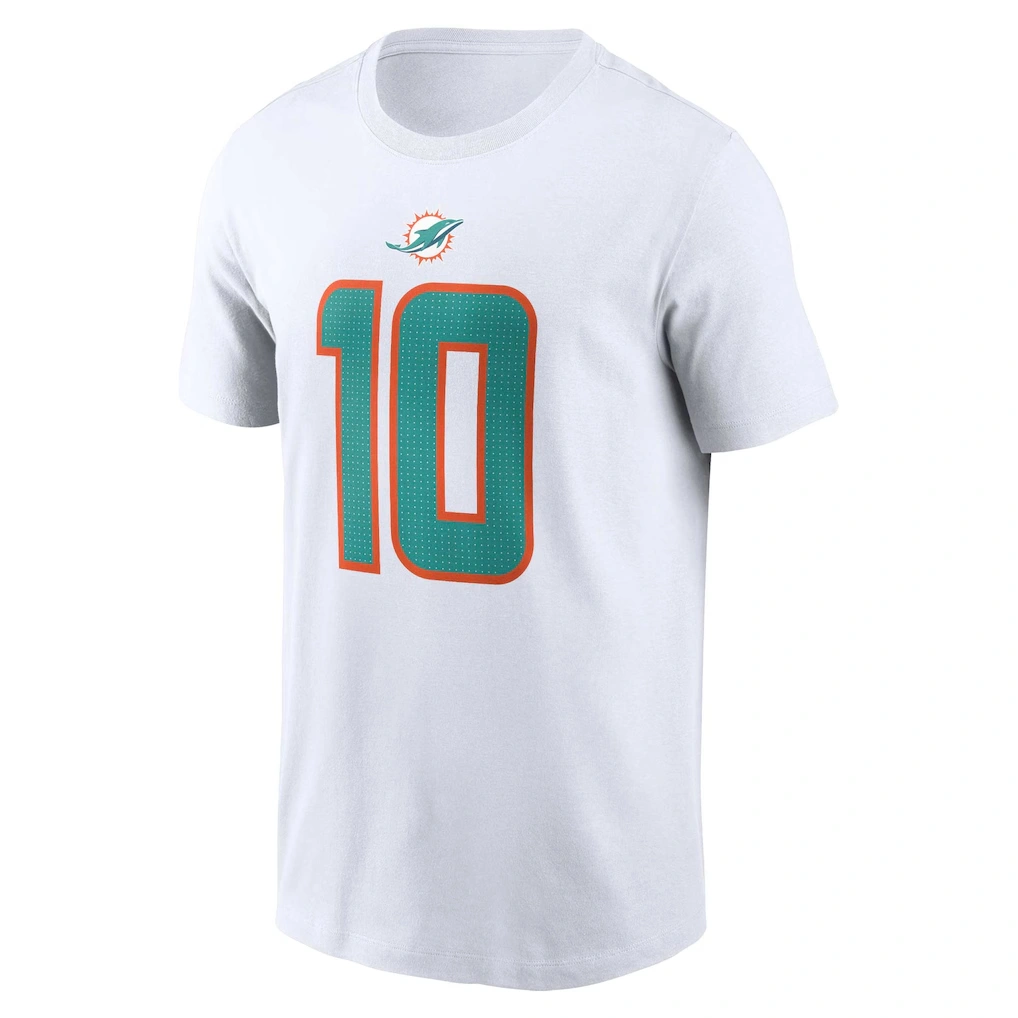 Men's Miami Dolphins Tyreek Hill Nike White Player Name & Number T-Shirt