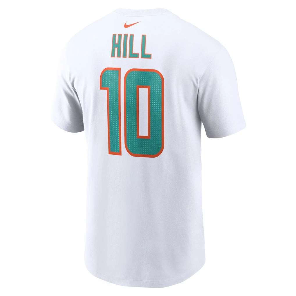 Men's Miami Dolphins Tyreek Hill Nike White Player Name & Number T-Shirt