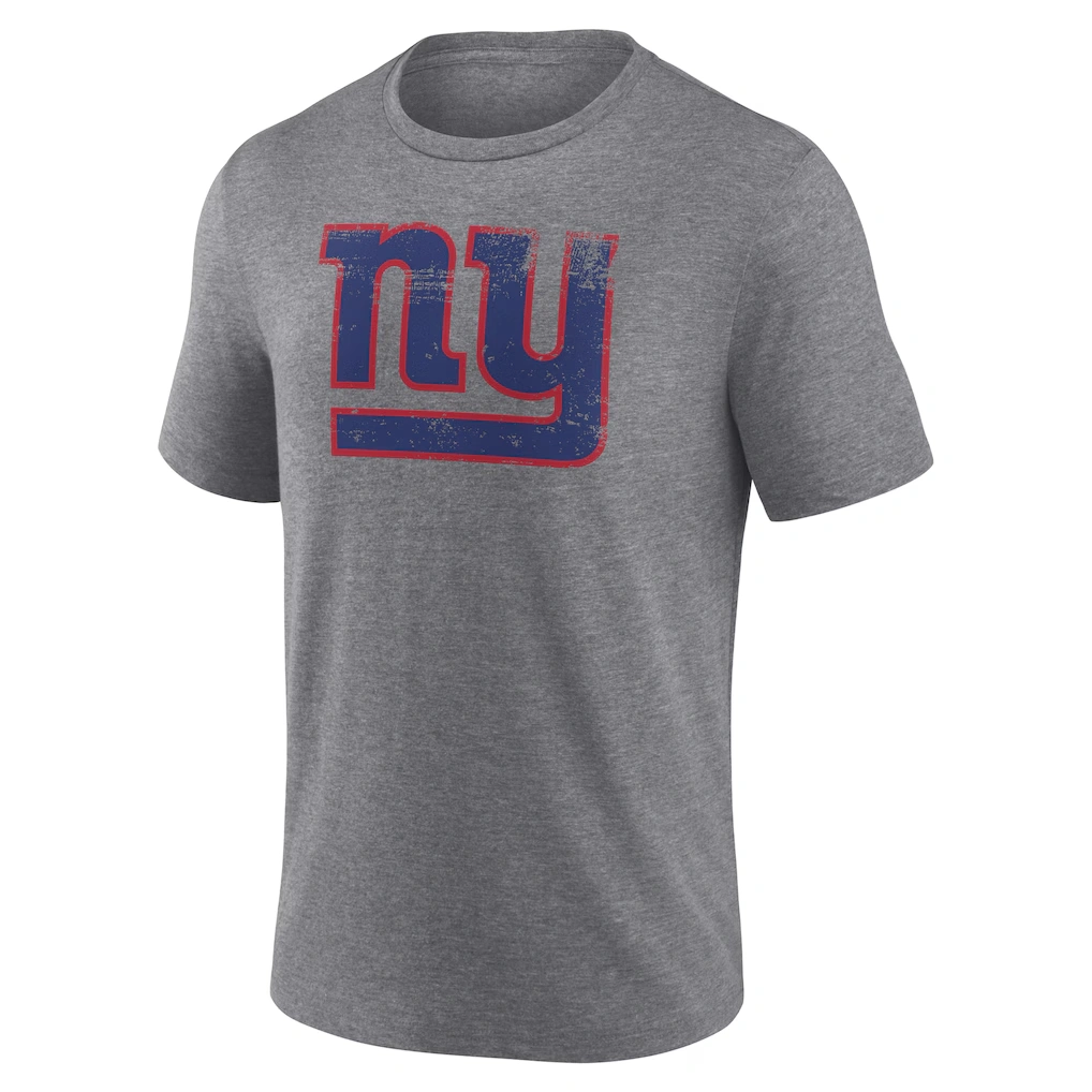 Men's New York Giants Gray Heritage Custom Name & Number Tri-Blend T-Shirt