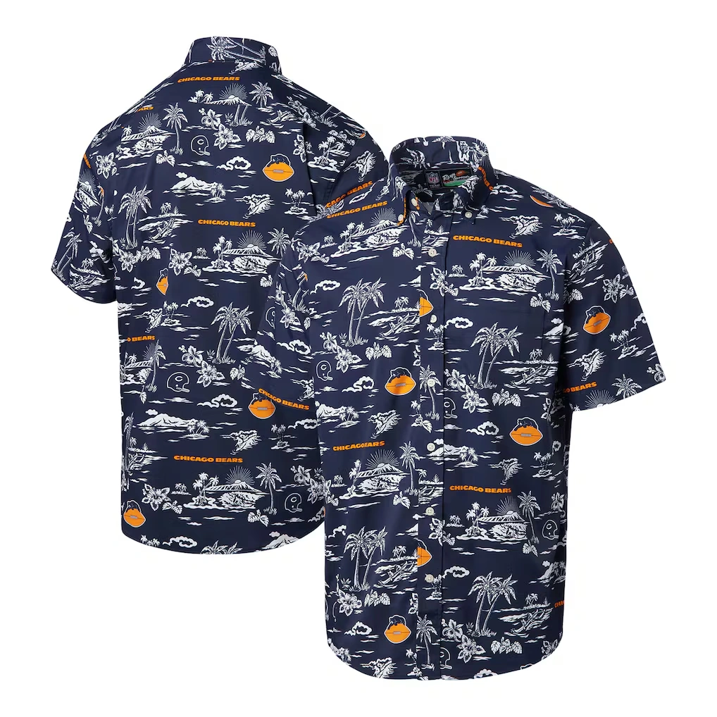 Men's Chicago Bears Reyn Spooner Navy Throwback Kekai Print Button-Up Shirt