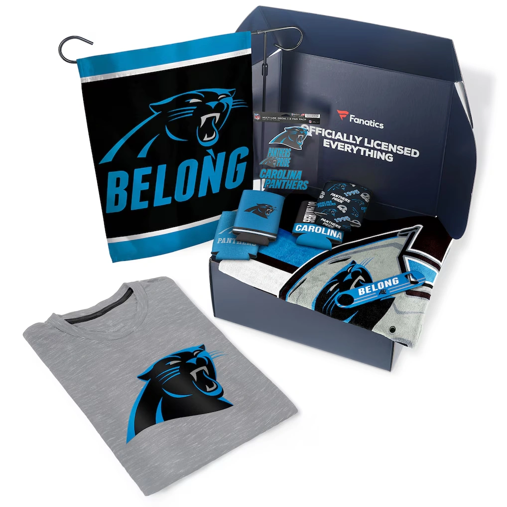 Carolina Panthers Fanatics Pack Tailgate Game Day Essentials T-Shirt Gift Box - $107+ Value