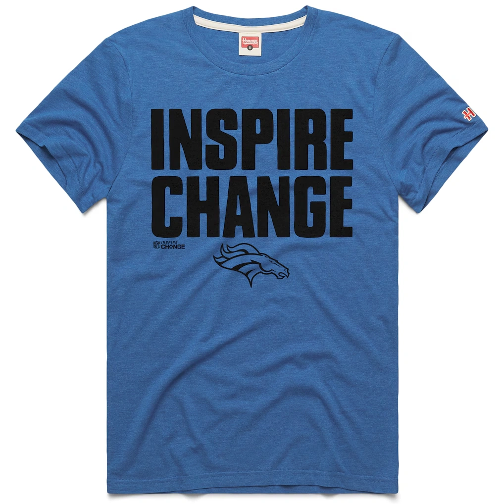 Unisex Denver Broncos Homage Blue 2024 Inspire Change Tri-Blend T-Shirt