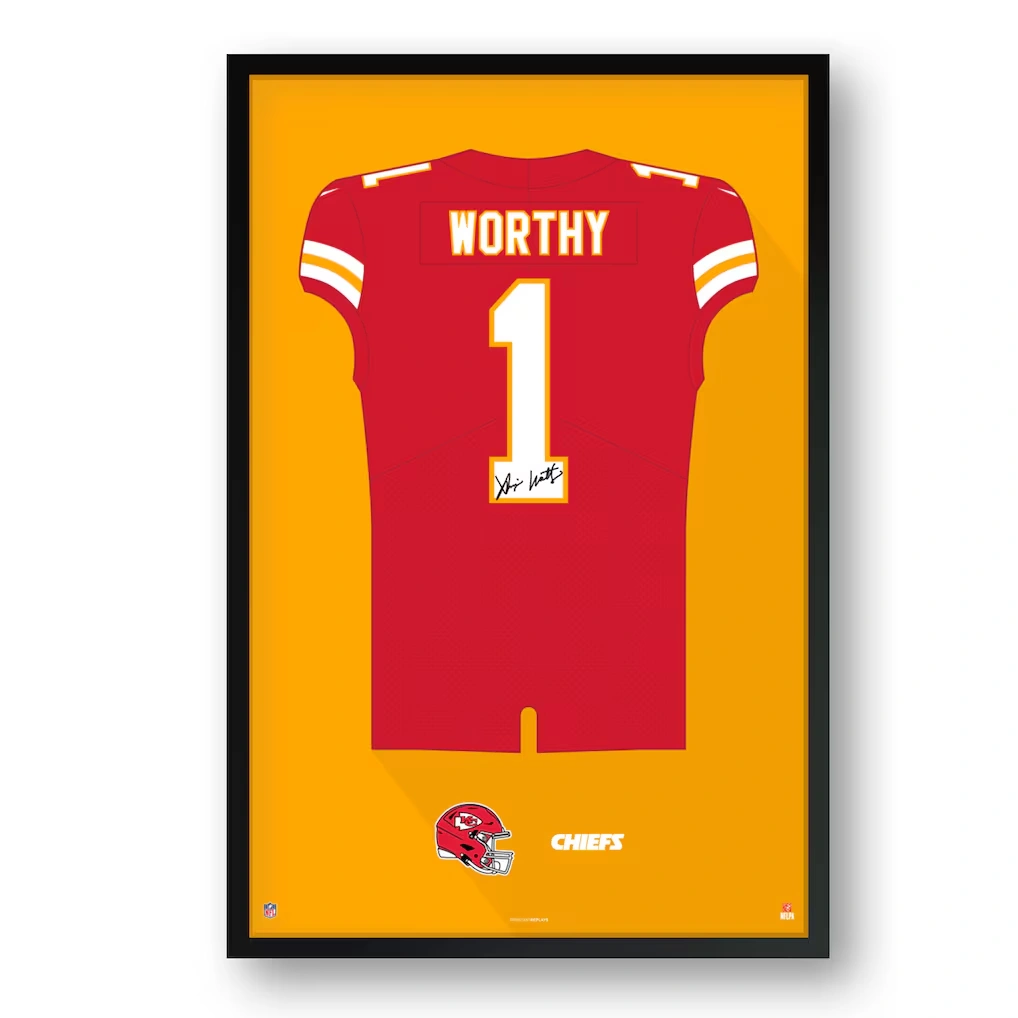 Kansas City Chiefs Xavier Worthy Framed 14" x 20" Jersey Art Print