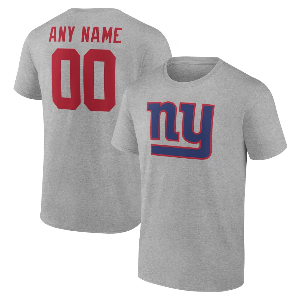 Men's New York Giants Gray Team Authentic Custom T-Shirt