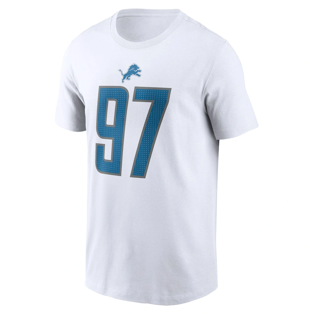 Men's Detroit Lions Aidan Hutchinson Nike White Player Name & Number T-Shirt