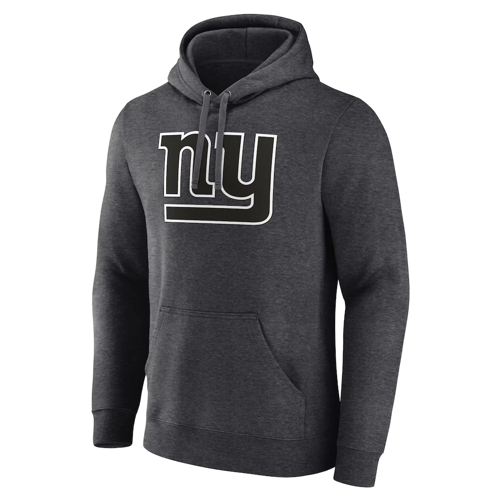 Men's New York Giants Charcoal Personalized Name & Number Monochrome Pullover Hoodie