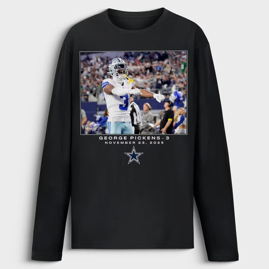 Men's Dallas Cowboys George Pickens Black NFL Flash Features Week 12 Long Sleeve T-Shirt