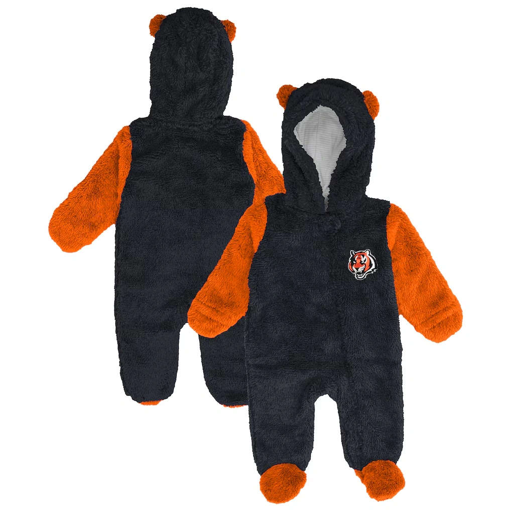 Newborn & Infant Cincinnati Bengals Outerstuff Black Stay Napping Fleece Bunting Full-Zip Sleeper