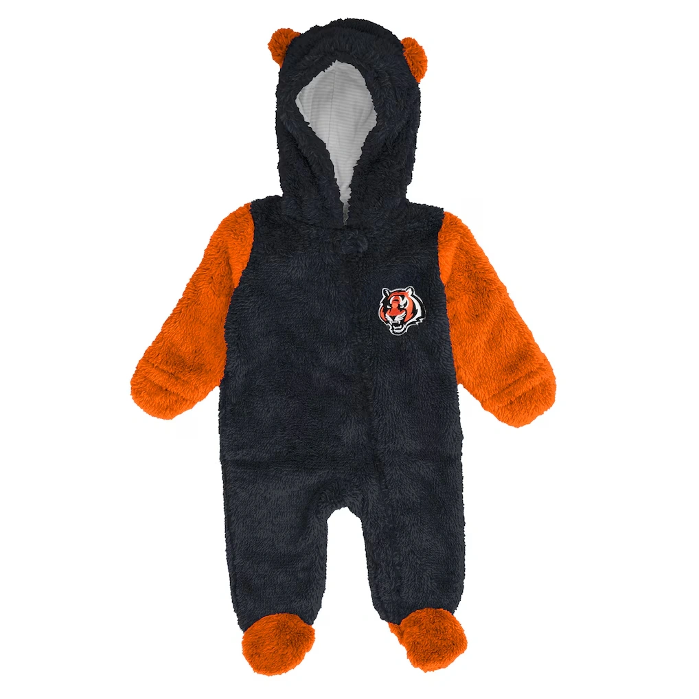 Newborn & Infant Cincinnati Bengals Outerstuff Black Stay Napping Fleece Bunting Full-Zip Sleeper