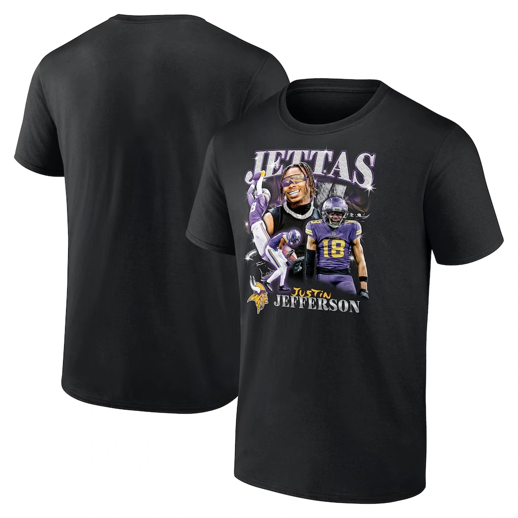 Men's Minnesota Vikings Justin Jefferson Fanatics Black Notorious Player Graphic T-Shirt