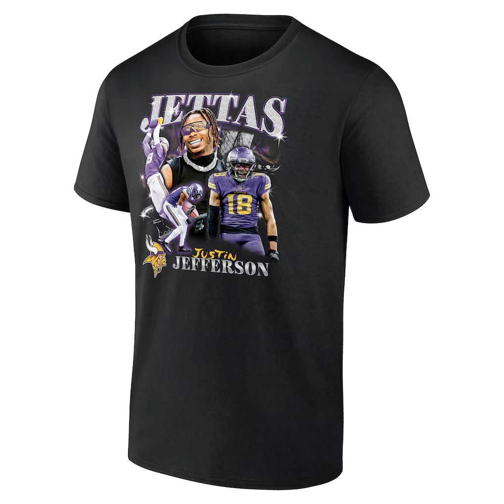 Men's Minnesota Vikings Justin Jefferson Fanatics Black Notorious Player Graphic T-Shirt