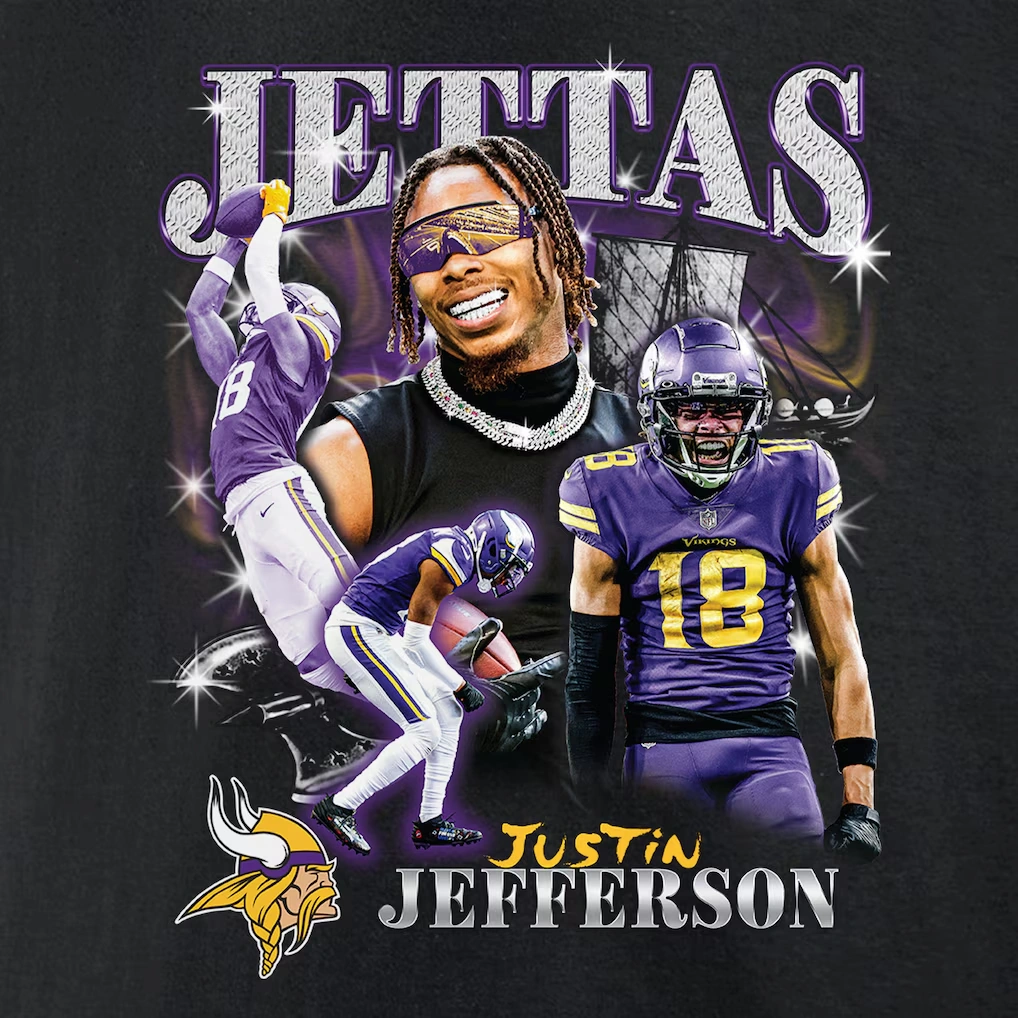 Men's Minnesota Vikings Justin Jefferson Fanatics Black Notorious Player Graphic T-Shirt 4 Men's Minnesota Vikings Justin Jefferson Fanatics Black Notorious Player Graphic T-Shirt