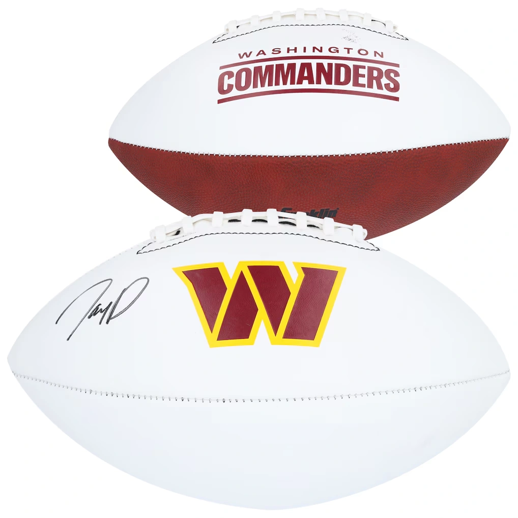 Jayden Daniels Washington Commanders Autographed Fanatics Authentic Franklin White Panel Football
