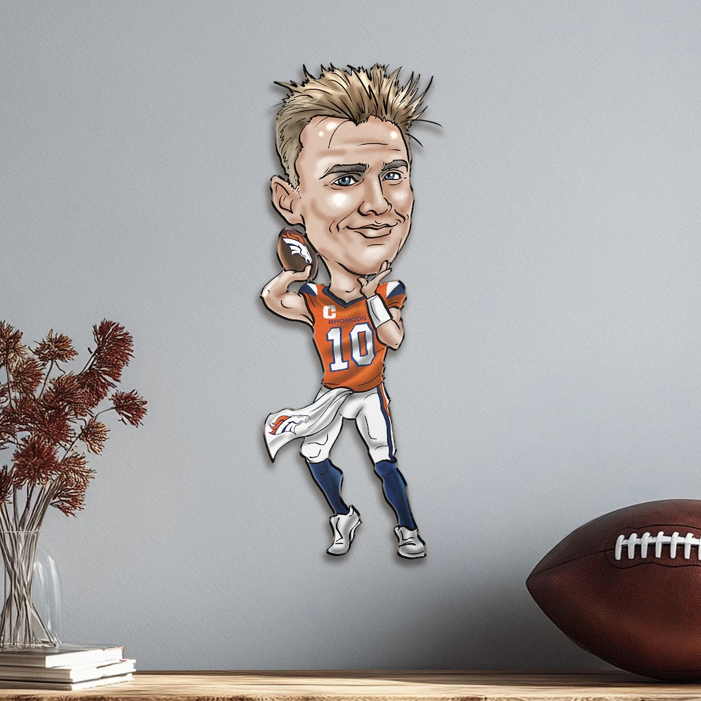 Denver Broncos Bo Nix Metal Caricature Wall Art