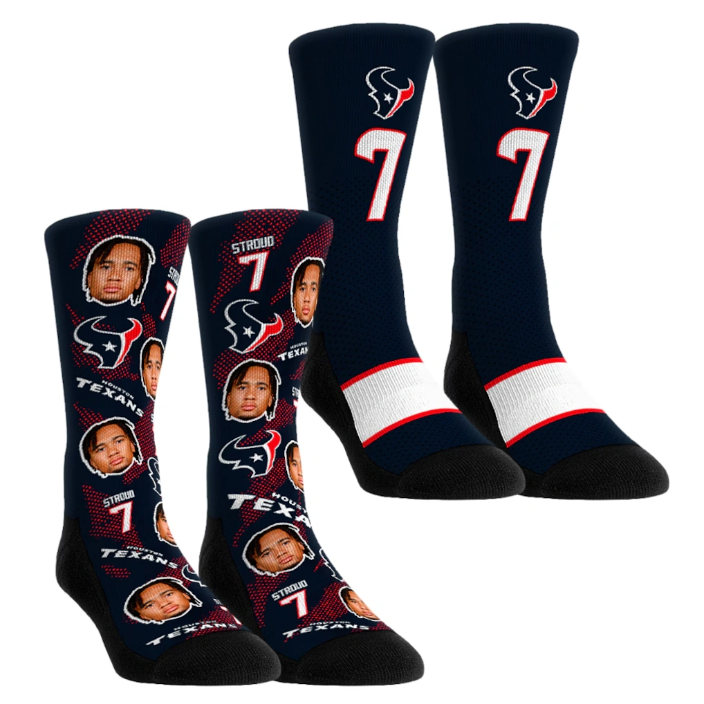 Youth Houston Texans C.J. Stroud Rock Em Socks Player Football Guy Two-Pack Crew Sock Set
