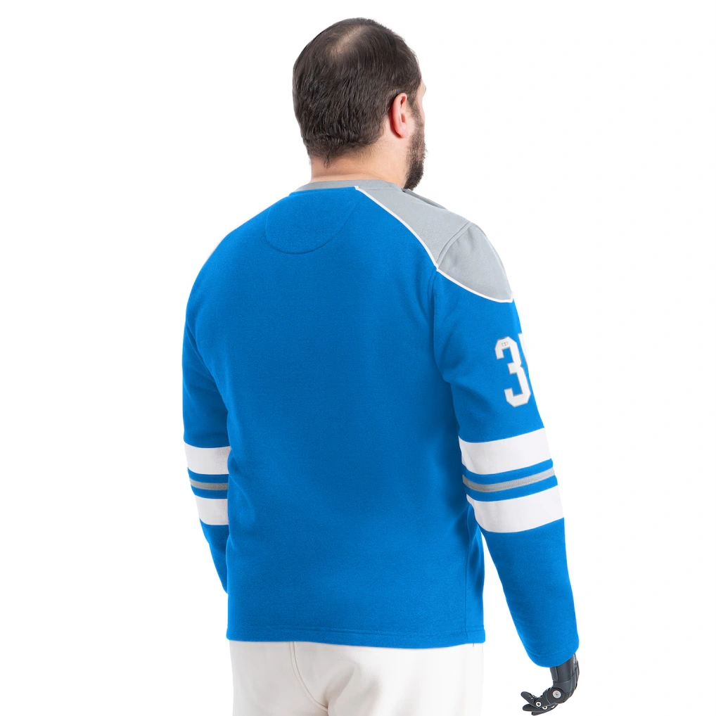 Men's Detroit Lions G-III Sports by Carl Banks Blue Adaptive Lord Stanley Crewneck Sweatshirt