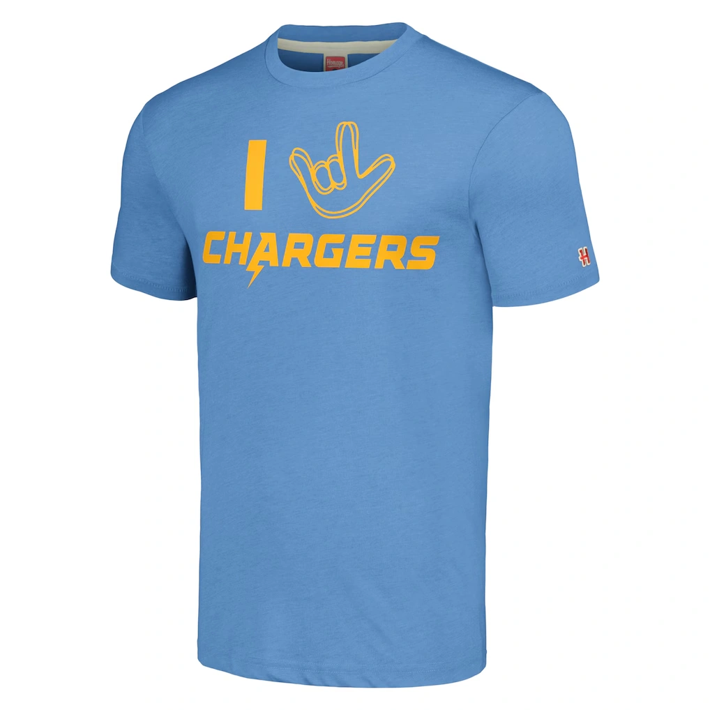 Unisex Los Angeles Chargers Homage Powder Blue The NFL ASL Collection by Love Sign Tri-Blend T-Shirt