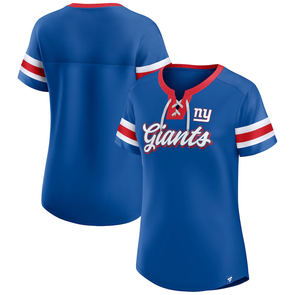 Women's New York Giants Fanatics Royal Original State Lace-Up T-Shirt