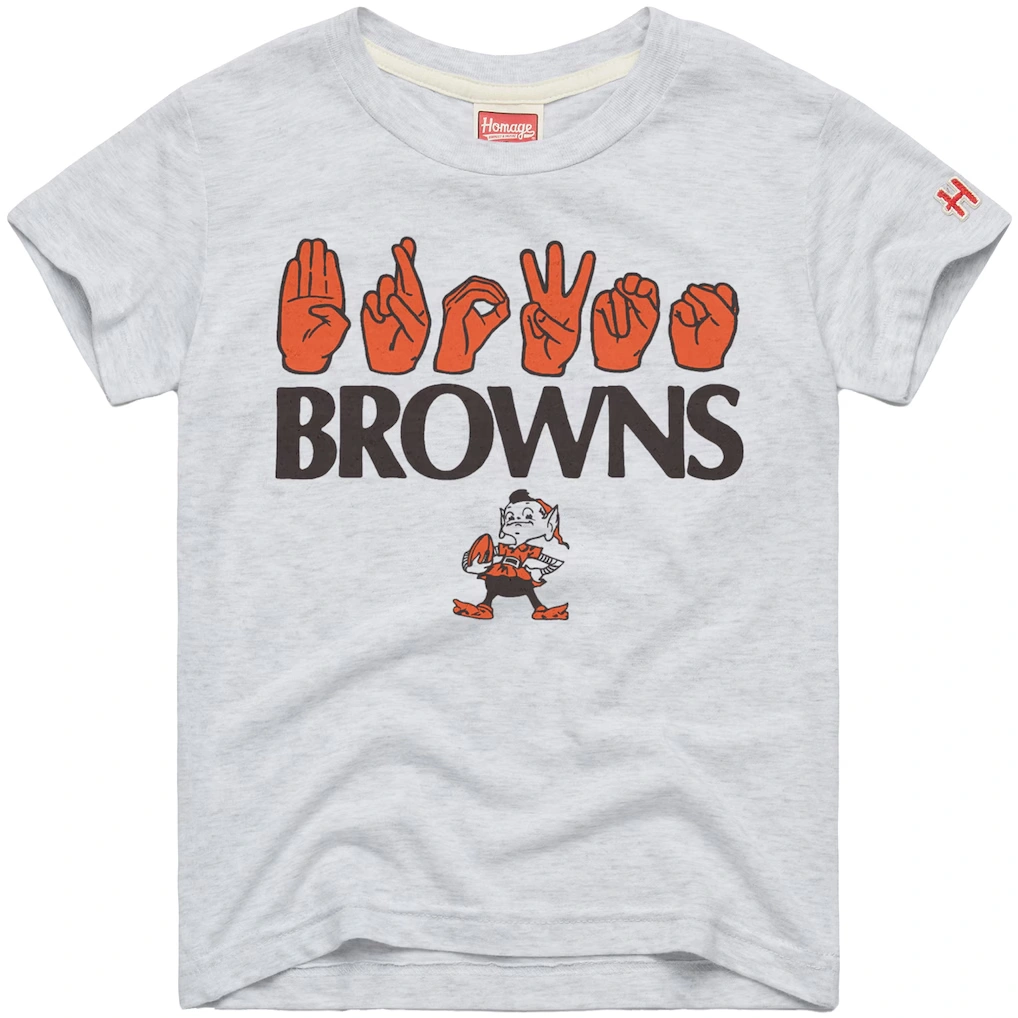 Youth Cleveland Browns Homage Ash Love Sign x ASL 2.0 Tri-Blend T-Shirt