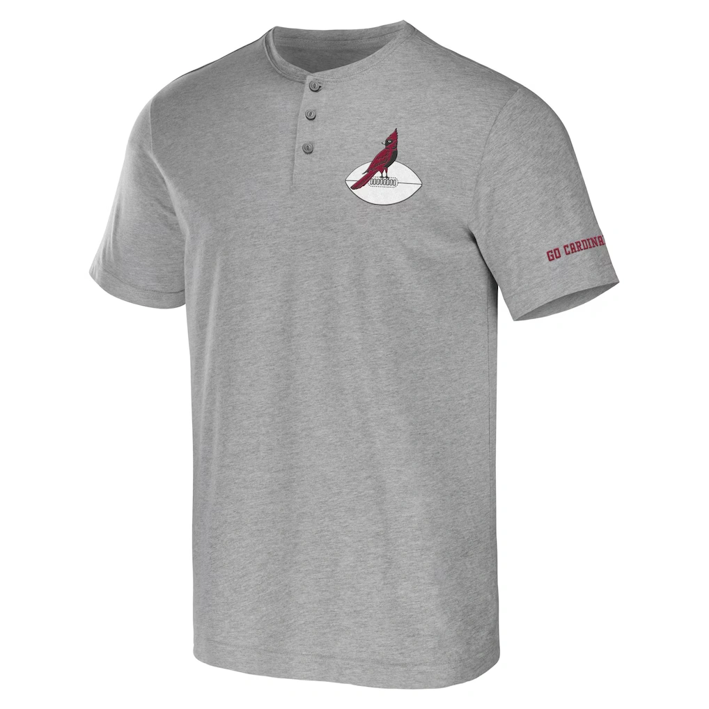 Men's Arizona Cardinals NFL x Darius Rucker Collection by Fanatics Heather Gray Henley T-Shirt