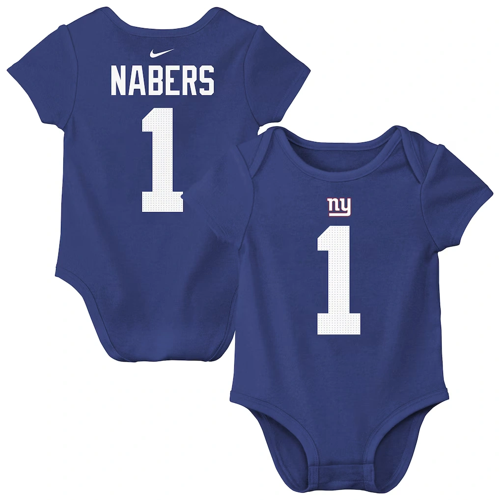 Infant New York Giants Malik Nabers Nike Royal Player Name & Number Bodysuit