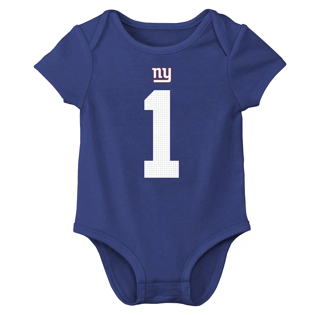 Infant New York Giants Malik Nabers Nike Royal Player Name & Number Bodysuit
