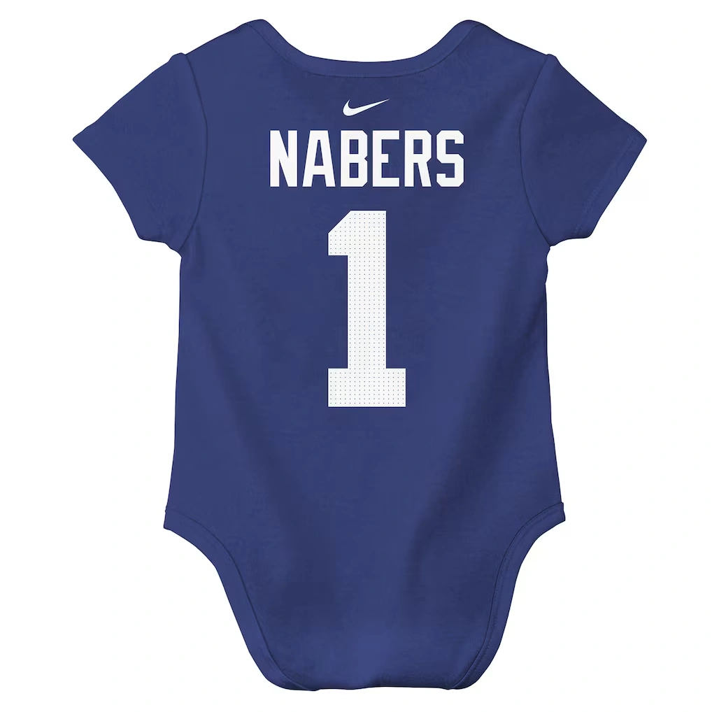 Infant New York Giants Malik Nabers Nike Royal Player Name & Number Bodysuit