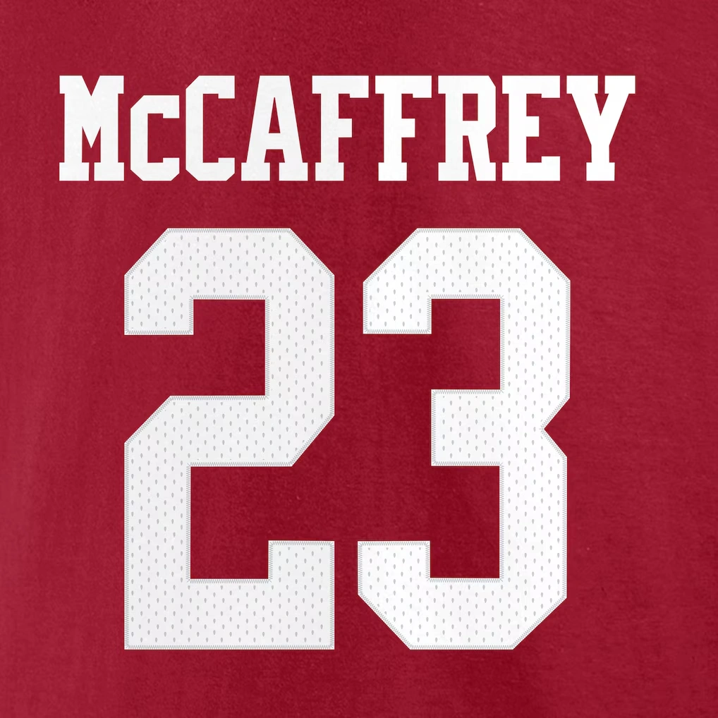 Men's San Francisco 49ers Christian McCaffrey Fanatics Scarlet Player Icon Name & Number T-Shirt