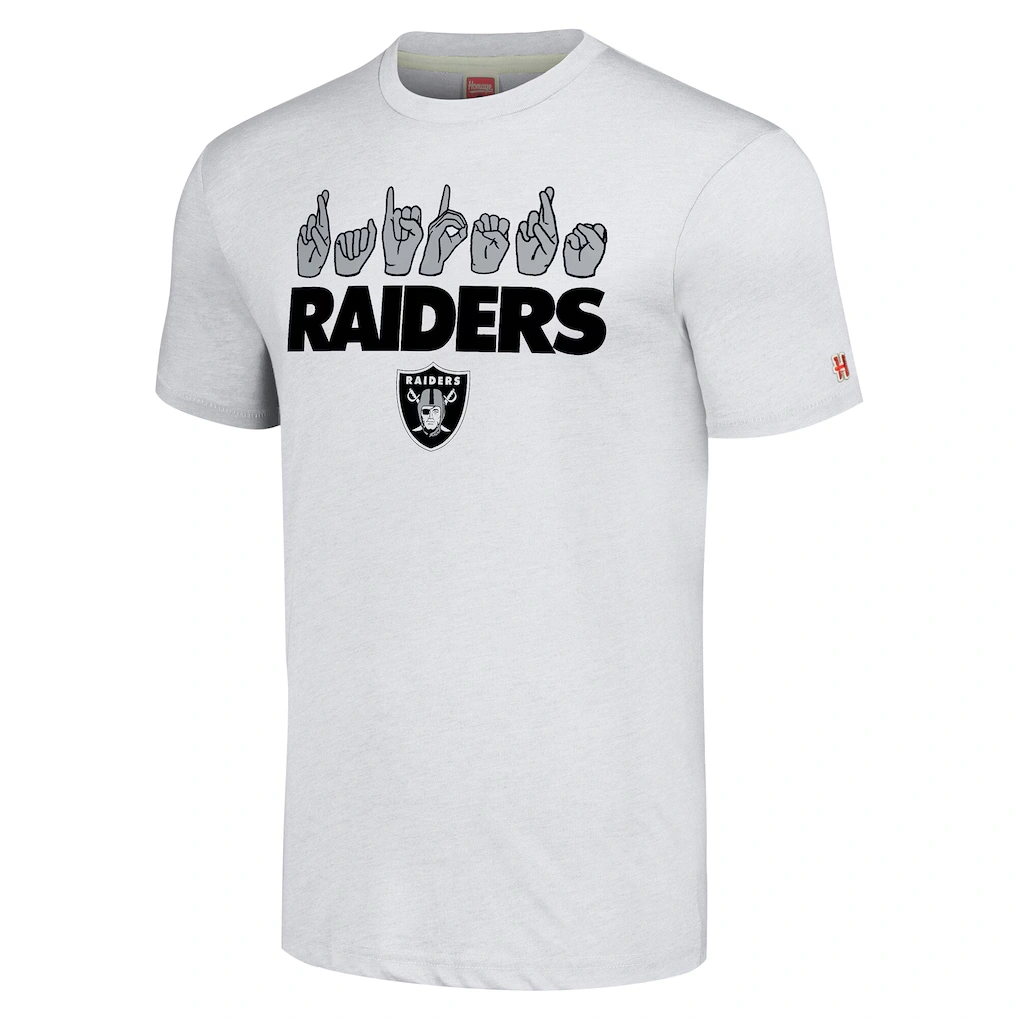 Unisex Las Vegas Raiders Homage Ash The NFL ASL Collection by Love Sign American Sign Language T-Shirt