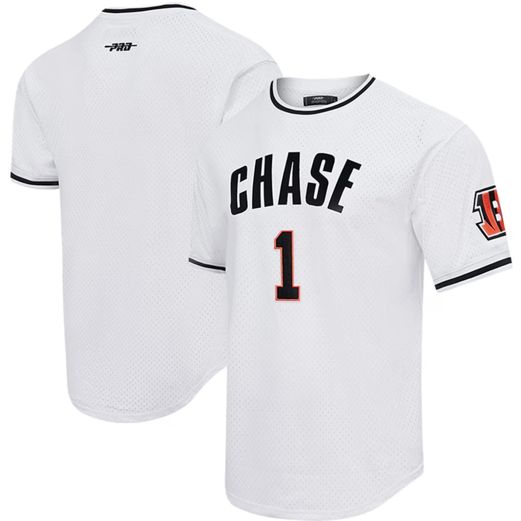 Men's Cincinnati Bengals Ja'Marr Chase Pro Standard White Mesh Player Name & Number Top