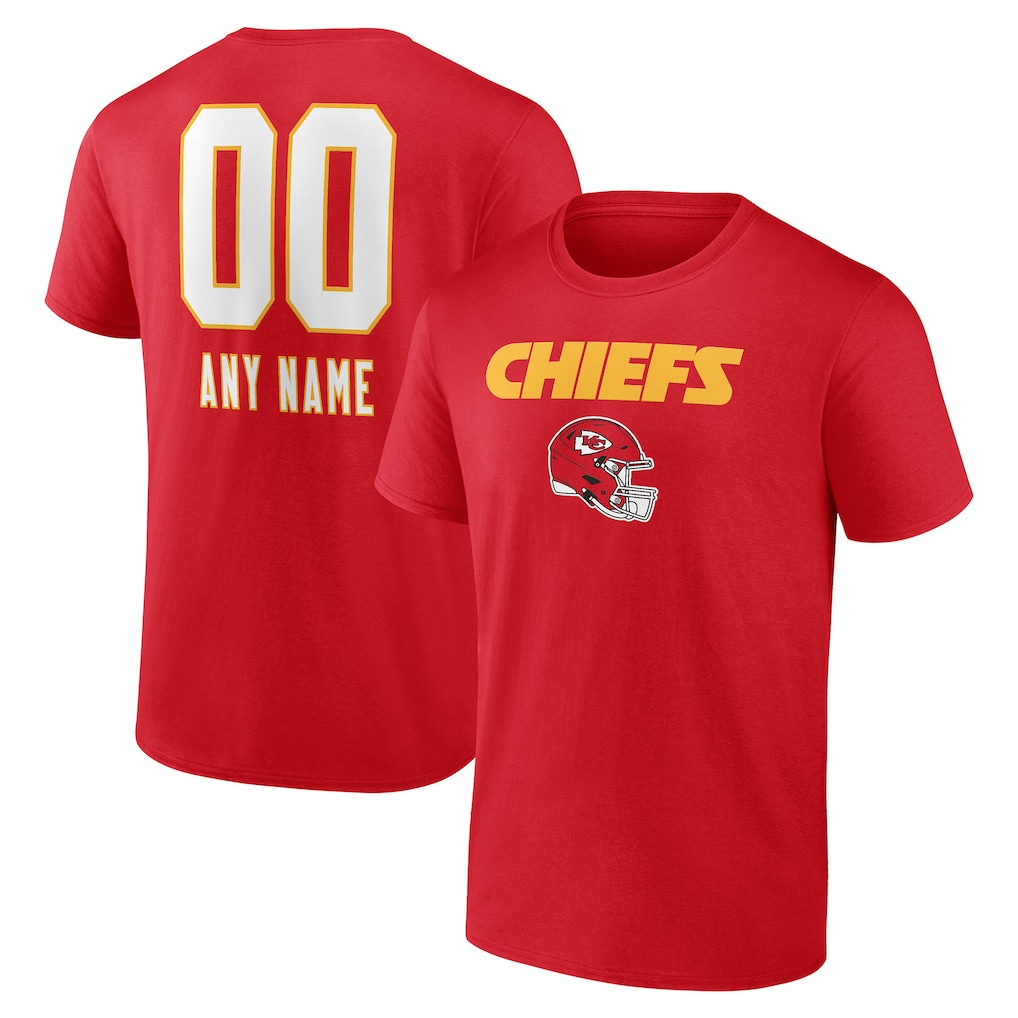 Men's Kansas City Chiefs Red Personalized Name & Number Team Wordmark T-Shirt