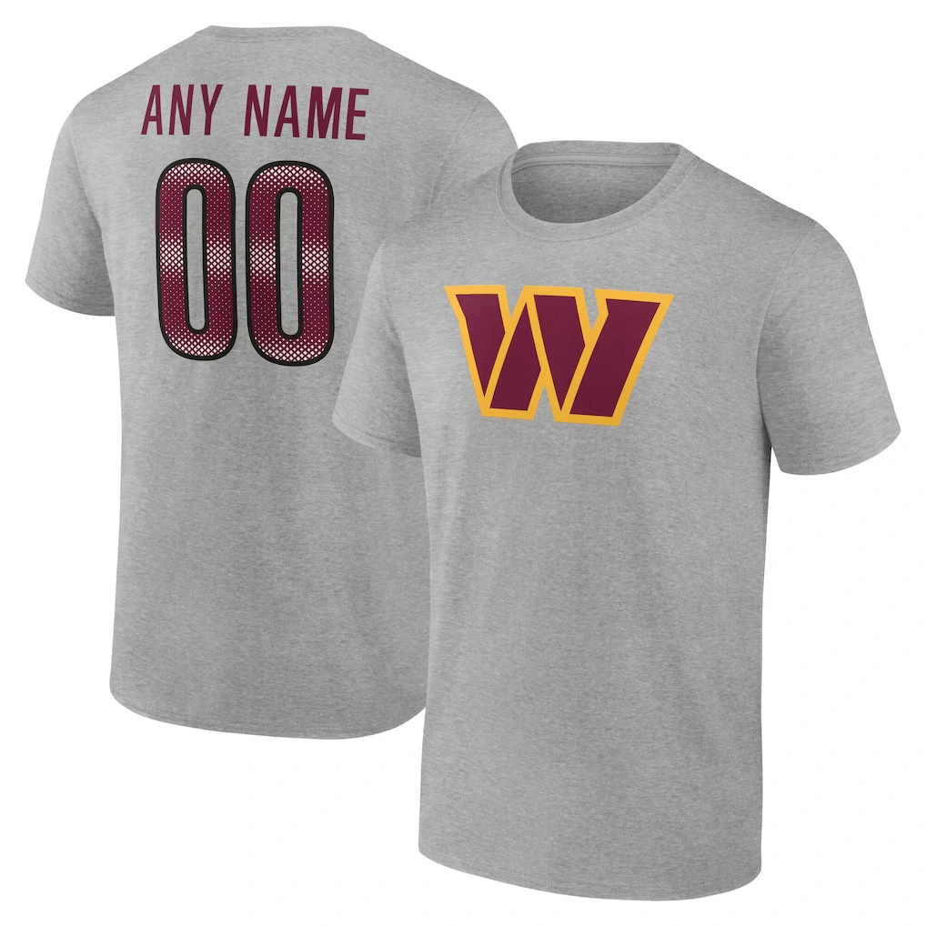 Men's Washington Commanders Gray Team Authentic Custom Name & Number T-Shirt