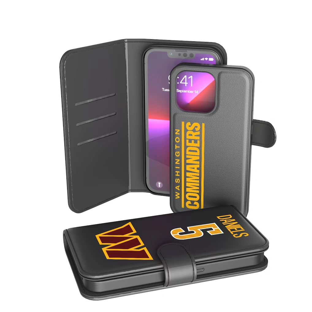 Washington Commanders Jayden Daniels Keyscaper Black iPhone Wallet Case