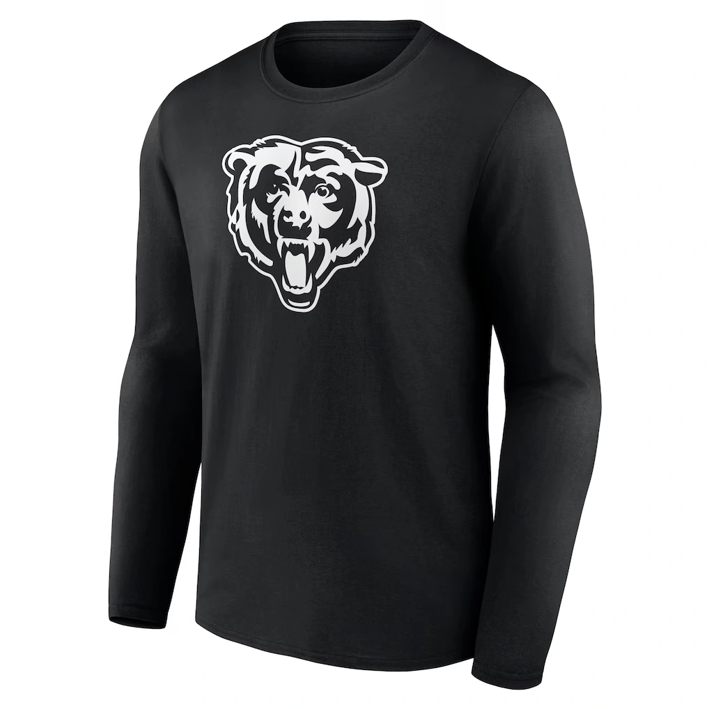 Men's Chicago Bears Black Personalized Name & Number Monochrome Long Sleeve T-Shirt