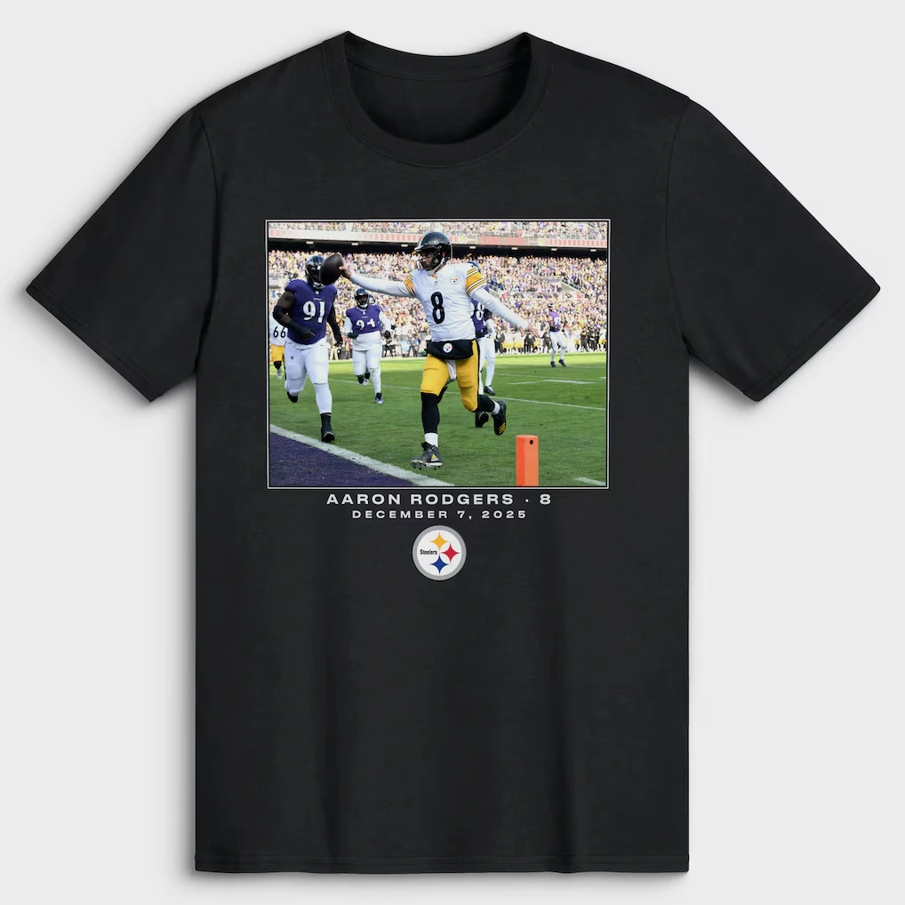 Men's Pittsburgh Steelers Aaron Rodgers Black NFL Flash Features Week 14 T-Shirt
