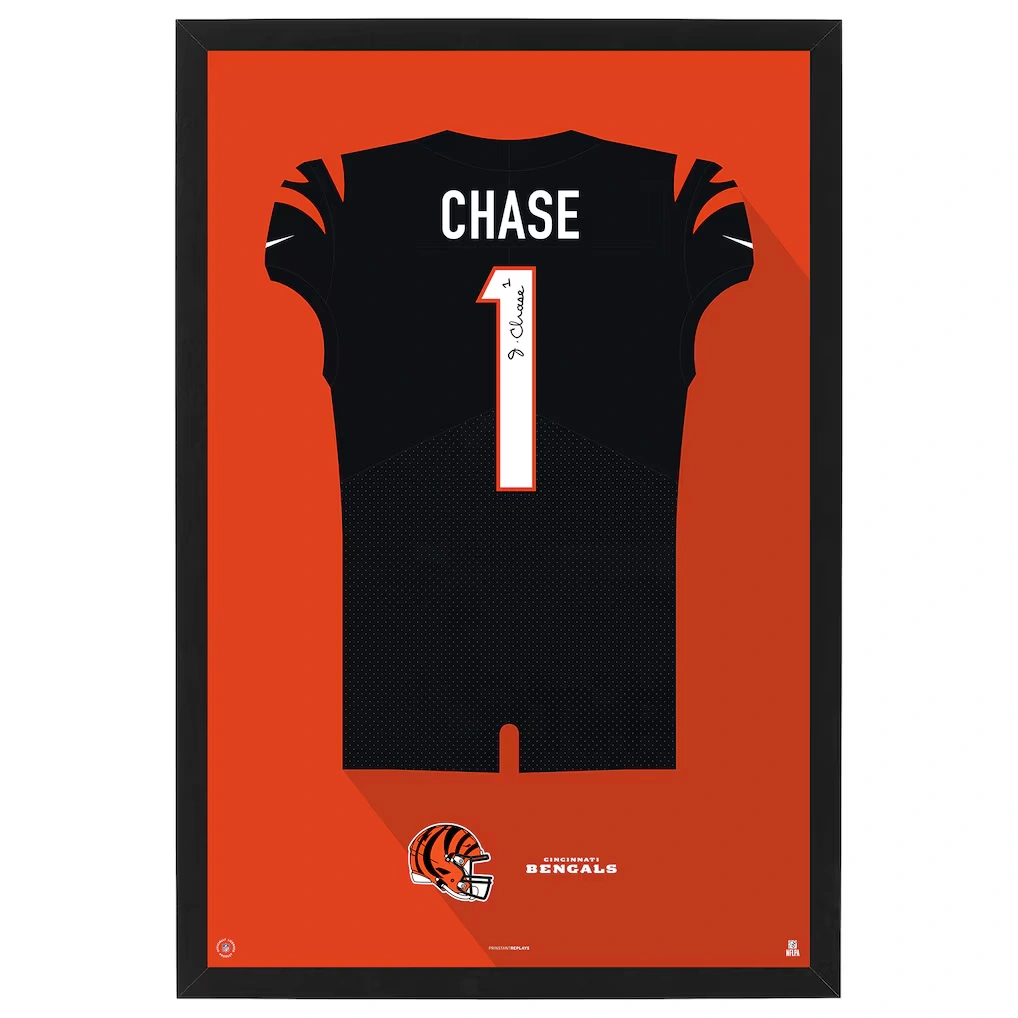 Cincinnati Bengals Ja'Marr Chase Home Jersey Framed Art Print