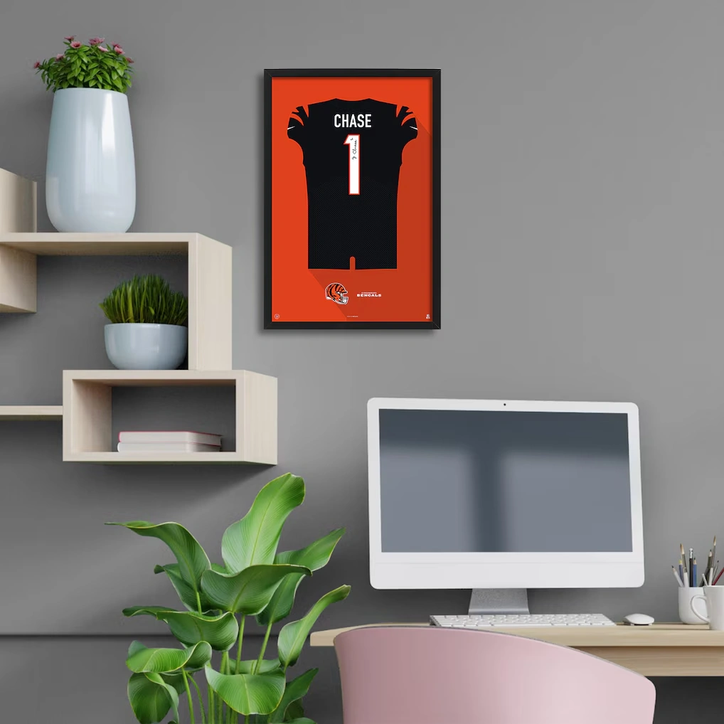 Cincinnati Bengals Ja'Marr Chase Home Jersey Framed Art Print