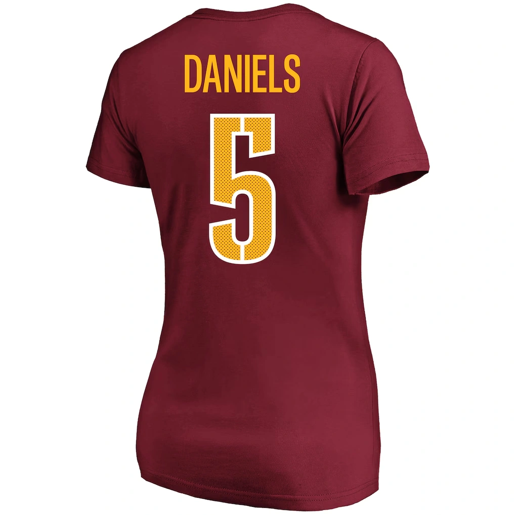 Women's Washington Commanders Jayden Daniels Fanatics Burgundy Plus Size Name & Number T-Shirt