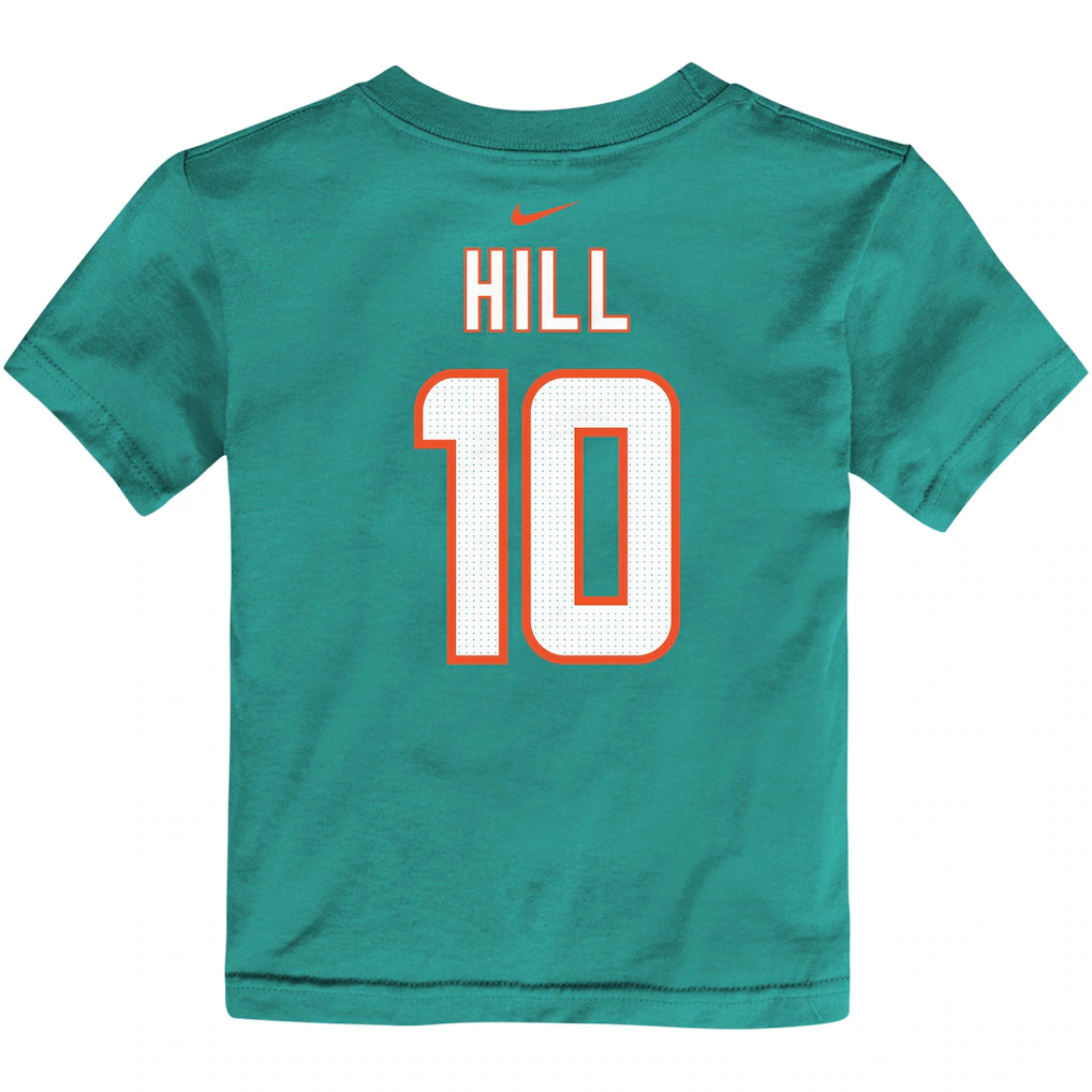 Toddler Miami Dolphins Tyreek Hill Nike Aqua Player Name & Number T-Shirt