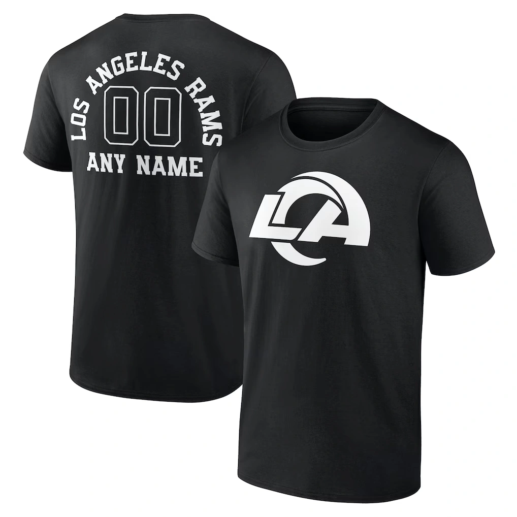 Men's Los Angeles Rams Black Personalized Name & Number Monochrome T-Shirt