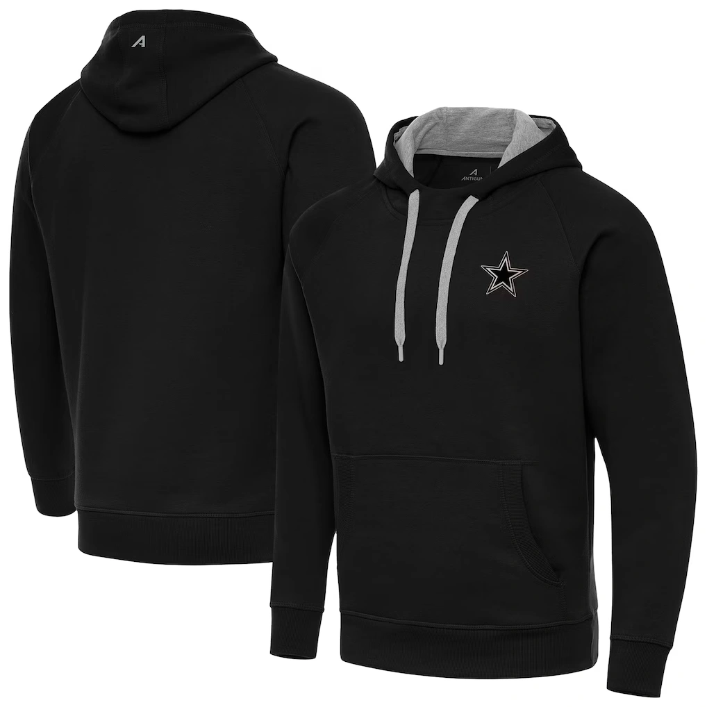 Men's Dallas Cowboys Antigua Black Brushed Carbon Victory Pullover Hoodie