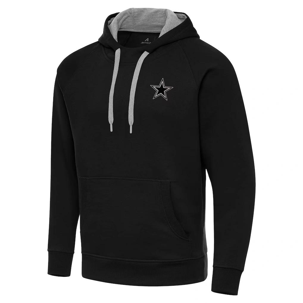 Men's Dallas Cowboys Antigua Black Brushed Carbon Victory Pullover Hoodie