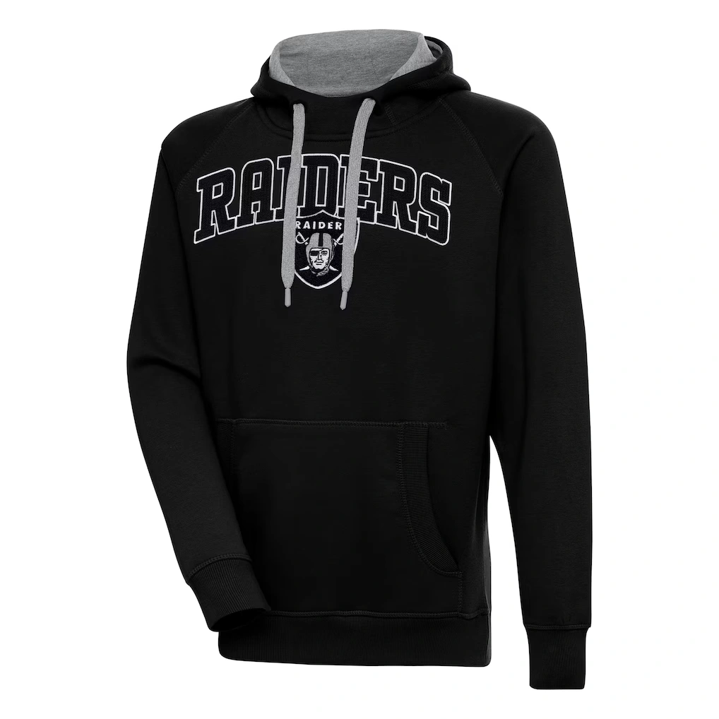 Men's Las Vegas Raiders Antigua Black Victory Pullover Hoodie
