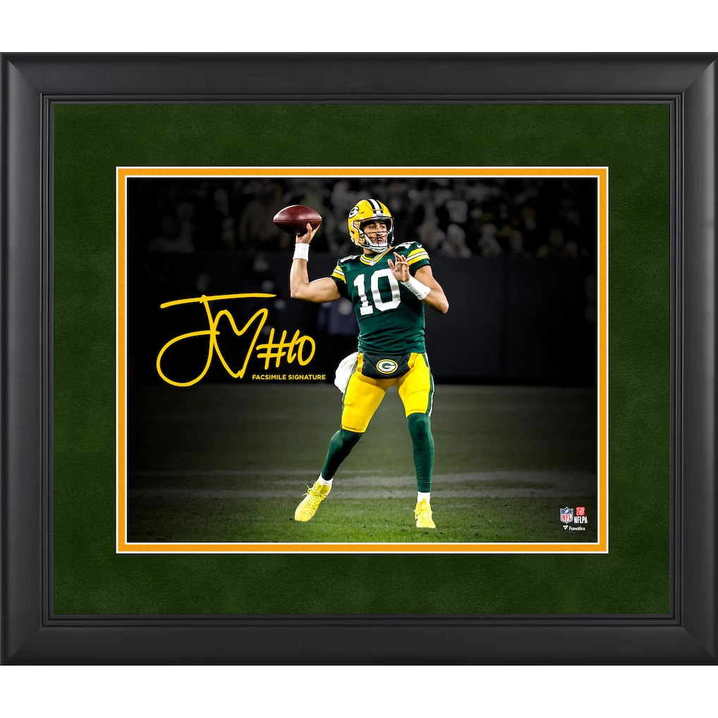 Jordan Love Green Bay Packers Facsimile Signature Fanatics Authentic Framed 11" x 14" Spotlight Photograph