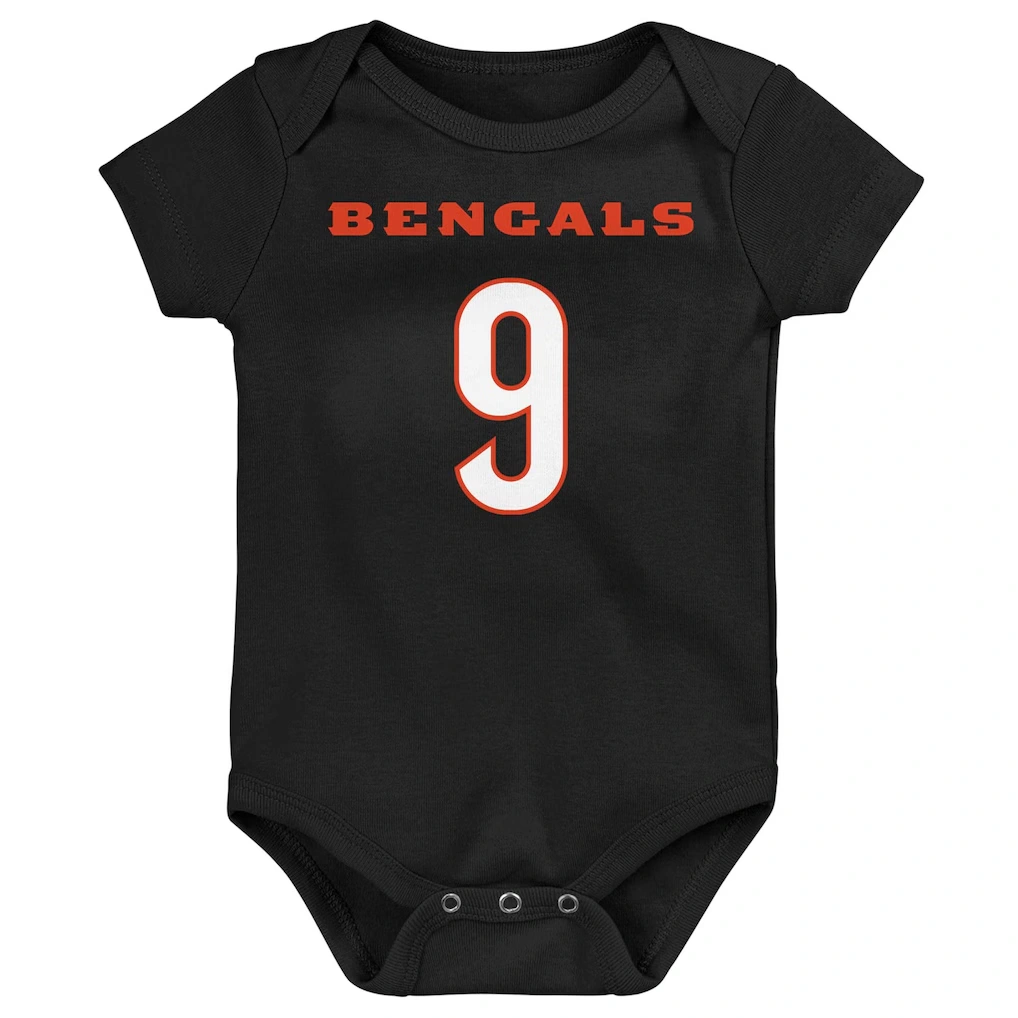 Infant Cincinnati Bengals Joe Burrow Black Mainliner Player Name & Number Bodysuit