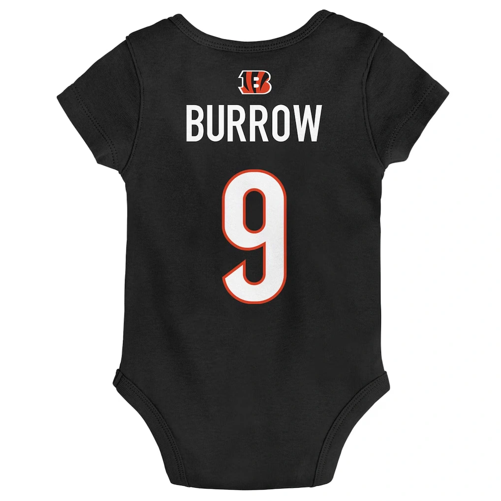 Infant Cincinnati Bengals Joe Burrow Black Mainliner Player Name & Number Bodysuit