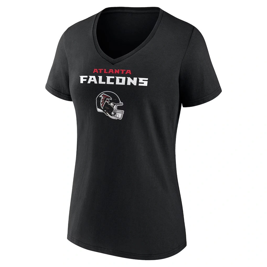 Women's Atlanta Falcons Michael Penix Jr. Black Name & Number Team Wordmark V-Neck T-Shirt